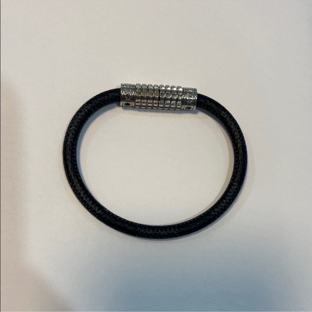 Louis Vuitton Black Bracelet with Silver Detailing